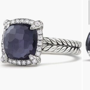 David Yurman Chatelaine pave bezel with black  orchid and diamonds 9mm size 5.5